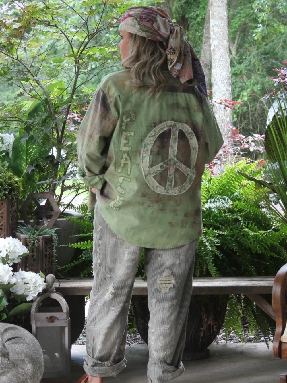 ❣️1 LEFT❣️🔥New Wander In Peace Top / Jacket By Jaded Gypsy Peace Sign Appliqué